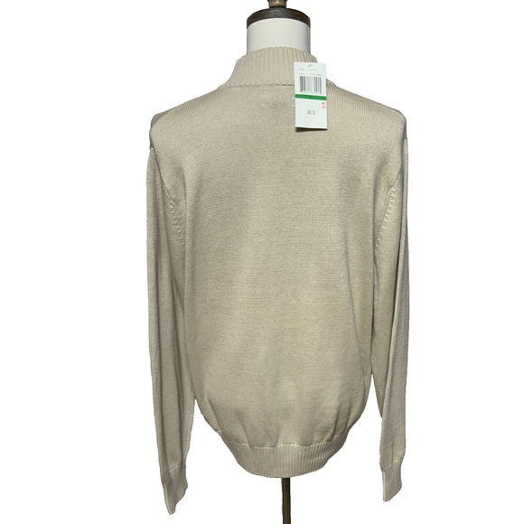 Spring + Mercer Sweater Mens Large Beige Tan 1/4 Zip Pullover Mock Neck NWT - Picture 2 of 10